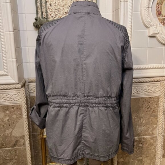 Maurices. Size XXL 2X. Cotton Gray Zip Snap Roll Tab Sleeve Jacket Coat. B82 - Picture 5 of 8